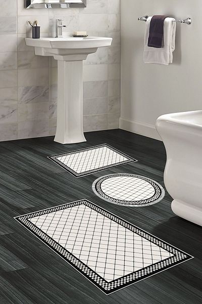 Dekoreko Digital 3-Piece Bathroom Set Trend Felt Non-Slip Base Mixed Round Modern Krystalyn Cream