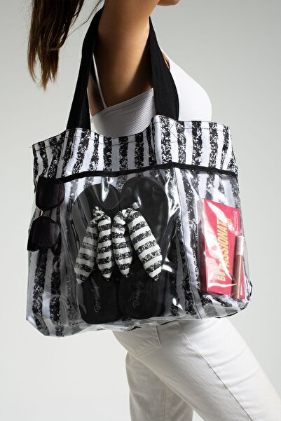 Bermody Μαύρη αδιάβροχη τσάντα θαλάσσης με μαλακές λαβές πολλαπλών τσέπης