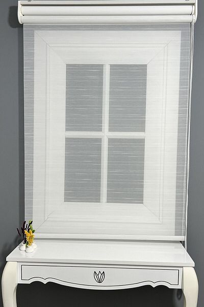 AlpiNaz Modern Striped Tulle & Matte White Stor - Double System, Cuts 80% Light