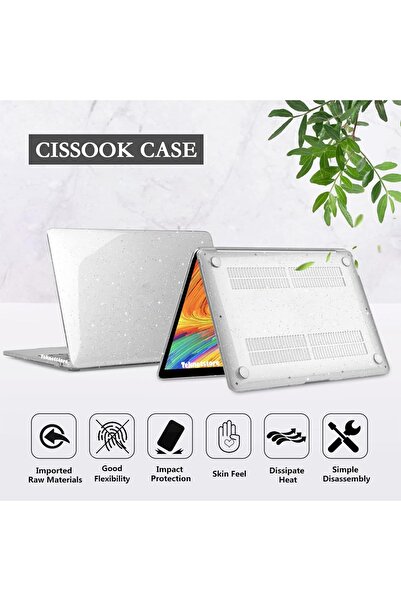 TEKNETSTORE Macbook Pro 13 M1-m2 Çip 2020/2022 A2338 A2686 Uyumlu Kristal Şeffaf Simli Kapak