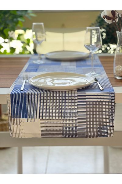 desen izmir New Season Gray Striped Square Runner Cover - Soft Design