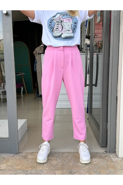 Quzu Pembe Pantolon Beli lastikli Havuç Model