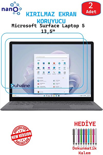 DUHALINE 2 ADET Microsoft Surface Laptop 5 13,5” İçin Tam Uyumlu Ekran Koruyucu Cam Nano HD Esnek Kırılmaz