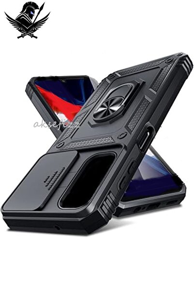 AKSEFİZZ Tecno Spark 20C UYUMLU Zırhlı Kaydırmalı Sürgülü Standlı Yüzüklü Kılıf
