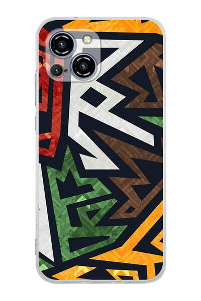 PrintiFy جراب من السيليكون الشفاف بتصميم جرافيتي تجريدي مع حماية للكاميرا المتوافقة مع Reeder S23 Pro Max