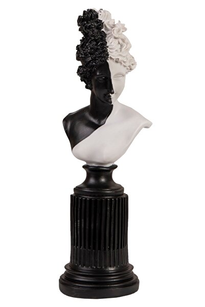 SNM Home Decoration -lafayette Sütunlu Kadın Siyah/beyaz Polyester Büst Heyke...