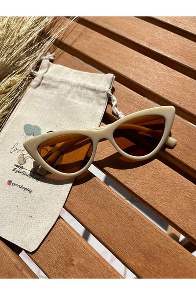 EyER Shoping Triangle Patterned Uv400 Protected Children's Sunglasses Cream
