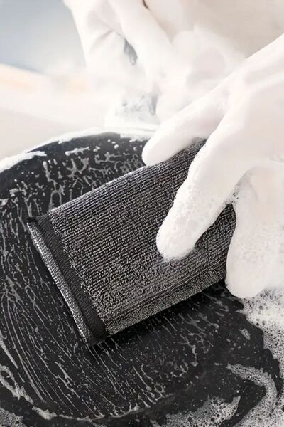 viyolmarketim (2 Pieces) Magic Stainless Steel Wire Sponge, Black Stainless Steel Cleaning Kitchen Dish Sponge