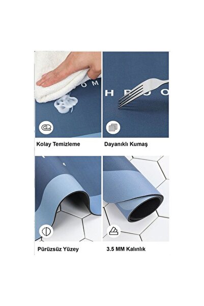 sogex Banyo Paspası Süper Su Emici Kaymaz Tabanlı Banyo Paspası Diatomit Paspas Süperemici (58X38CM)(GRİ)