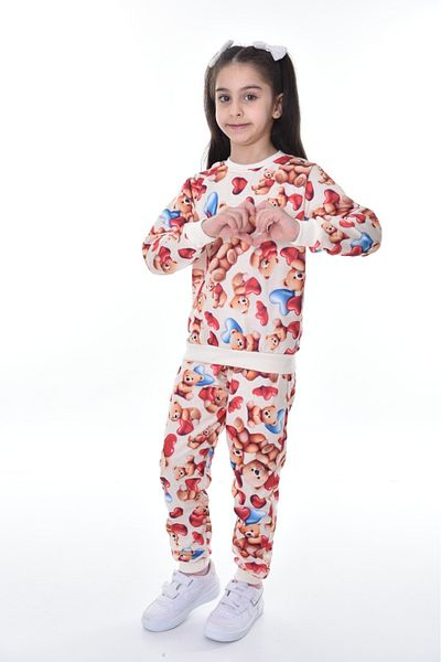 minitrends Teddy Bear Printed Top and Bottom Set for Girl