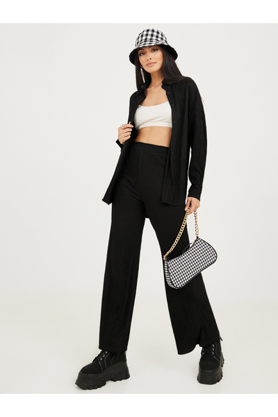 Styli قميص طويل مجعد وبنطال منسق