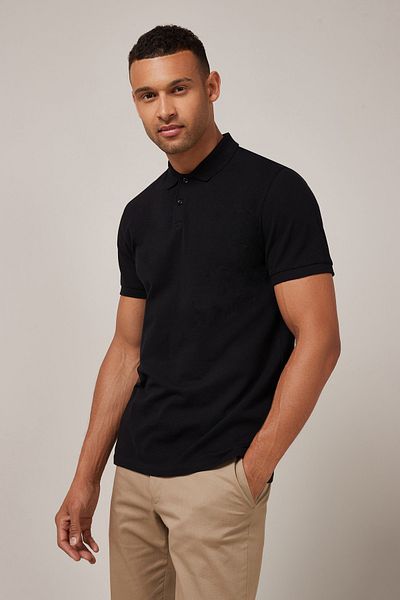 Mad&Calf Pánské triko Pique s texturou Polo Neck – Regular Fit