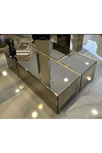 LUXURY VİLLA Luxury Bronz Aynalı Tekerlekli Orta 75x120 Yükseklik 30cm