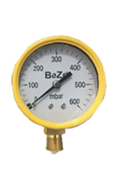 BEZE Ø63 Sarı 100 Mbar Manometre Alttan Çıkışlı