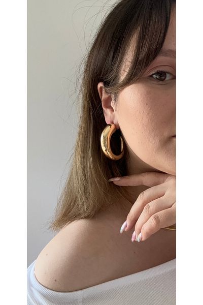 CHARMLUCKY Oval Hoop Earrings