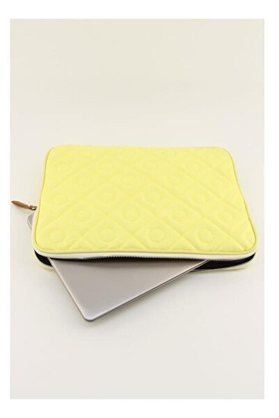 QUB CLUB Unisex Sarı Kapitone Mac Book Air Pro 14 Inç Bilgisayar Notebook Kılıfı