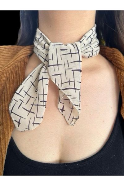 MAZEN Patterned Chiffon Scarf 45X45 Hair, Bag, Wrist, Neck Accessory