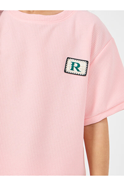 Styli Patch Detail Waffle Loose T-Shirt & Short Set