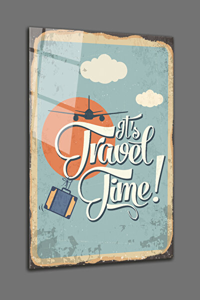 BV DEKOR Ρετρό Γυάλινος Πίνακας Travel Time - Άθραυστος Γυάλινος Πίνακας 4mm ...