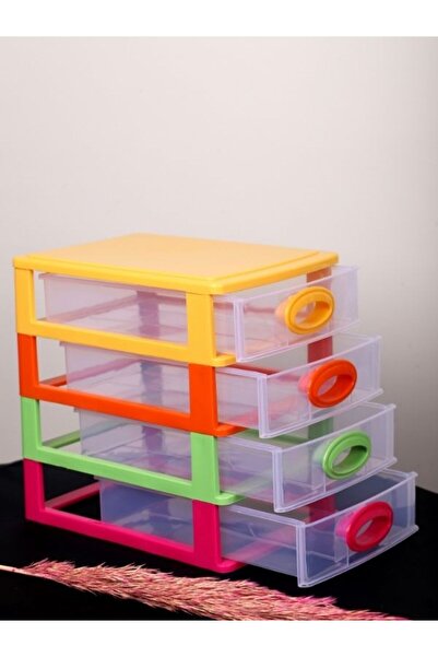 Viyalente Ekalemun Drawer Box 4 Tiers Mail Rack Storage Drawer Plastic Trndl-...