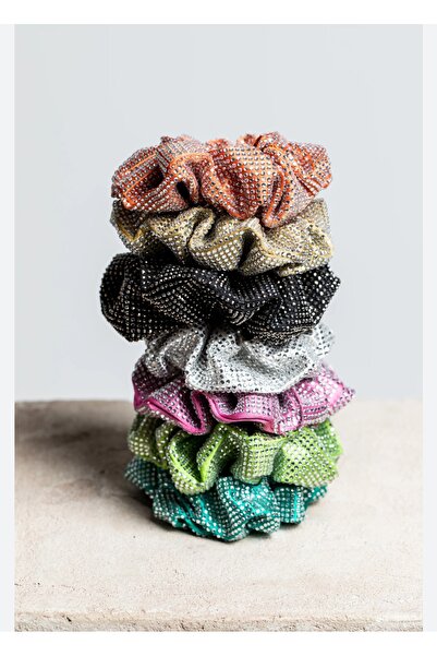 Zehra Aksesuar Full kristal taşlı scrunchie lastikli simit toka