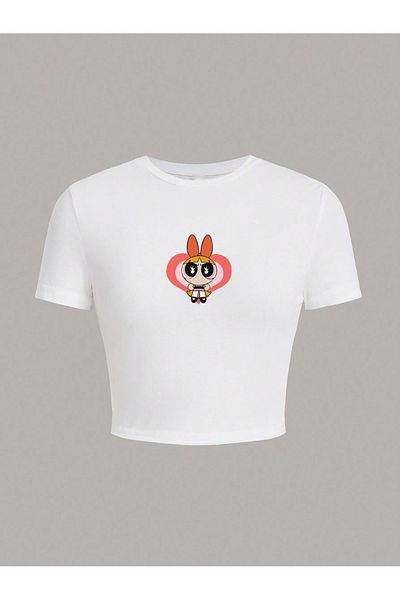 Mad&Calf Blossom Printed Γυναικείο Crop Tshirt - Κοντό μανίκι