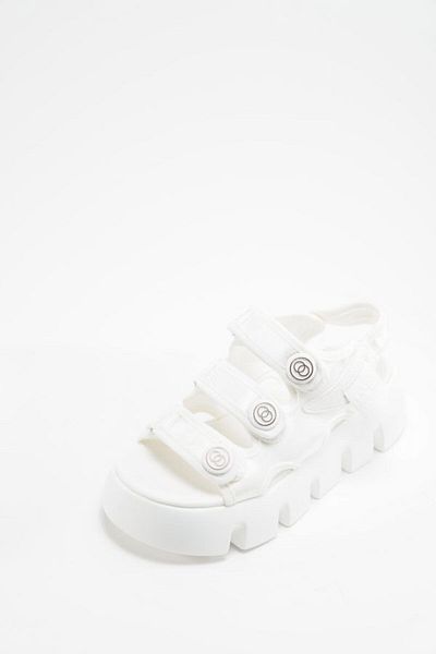 Guja 23Y364 Women's White Thick Platform Sole Velcro Open Satin Summer Orthopedic Sandals Shoes
