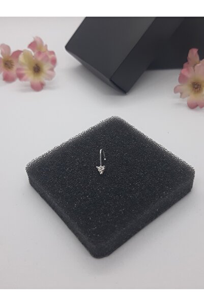Set 925 Ayar Gümüş Deliksiz Sıkıştırmalı Zirkon Taşlı 'Üçgen' Hızma ( En:4 mm...