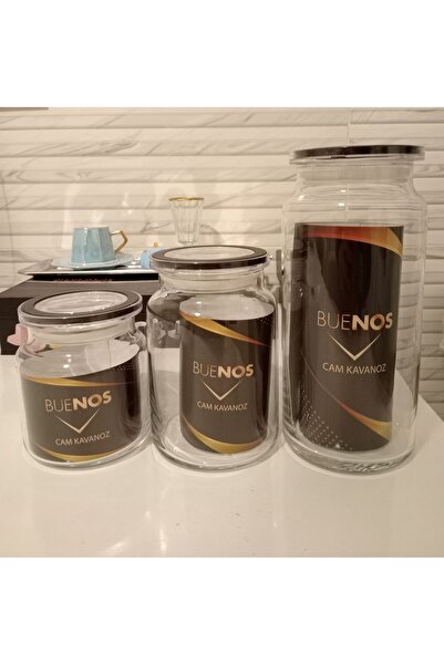 BUENOS Vakum Kapaklı Hava Geçirmez 3'Lü Cam Kavanoz Seti