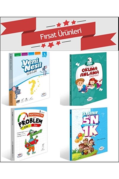 öğretmen evde 3.sınıf Problem Kur Çöz Kitabı+yeni Nesil Soru Bankası+5n 1k+ok...