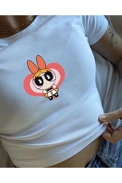 Mad&Calf Blossom Printed Γυναικείο Crop Tshirt - Κοντό μανίκι