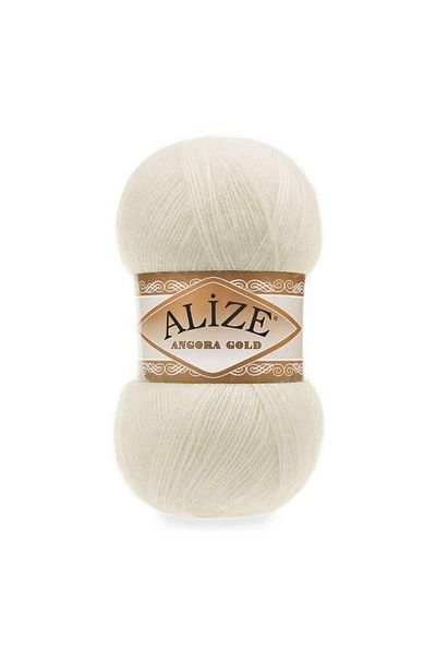 Alize ( 5 Τεμάχια ) Angora Gold 01 Κρέμα Χειροποίητο Πλεκτό Γιλέκο Ζακέτα Νήμα Κασκόλ Πουλόβερ