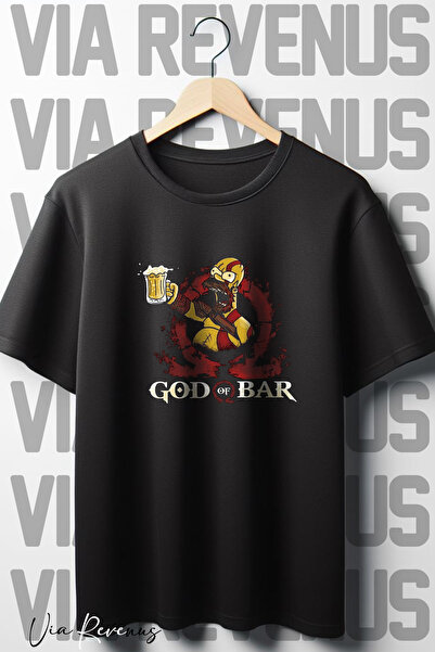 Vordevia God Of Bar Štampano Oversize kroj Wide Fit okrugla kragna Crna majica