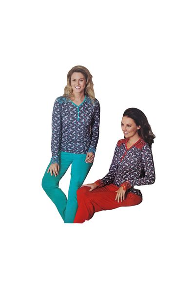 LİA Underwear Long Sleeve Cotton Women's Pajama Set