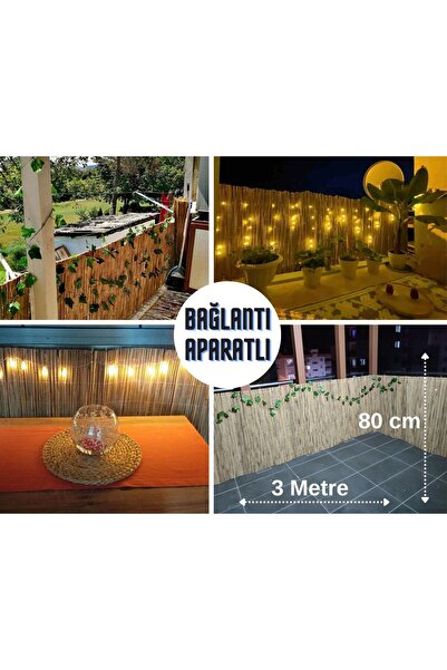 tunalar 80 Cm X 3 Metre Kamış Hasır Balkon Ve Bahçe Çiti