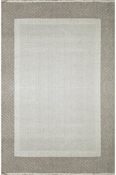 Halıstores Bohem Etnik Desenli Çerçeveli Bej İskandinav Bukle Halı BH 14