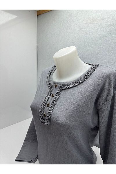 LÜKS MİRAYDA Lace Patterned - Regular Cut Mother Blouse with Gofra Fabric