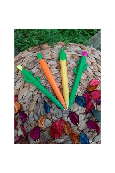 QAX Meyveli Ananas Havuç Mısır Kaktüs - 4 Parça Uçlu Kalem Seti