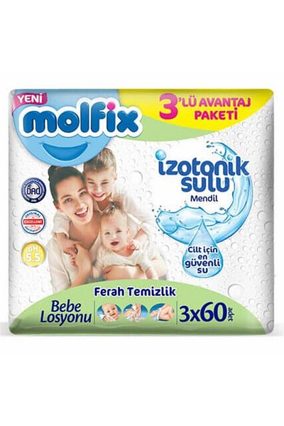 Molfix Isotonic Fresh Cleaning Wet Wipes 3x60 Pack