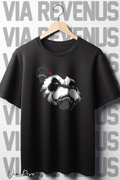 Vordevia Sensei Panda Printed - Wide Fit Black T-Shirt Crew Neck