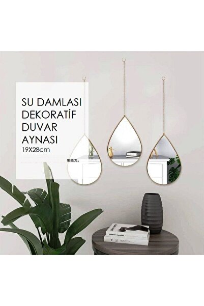 VonaHome Su Damlası Dekoratif Duvar Aynası- 3'lü Set