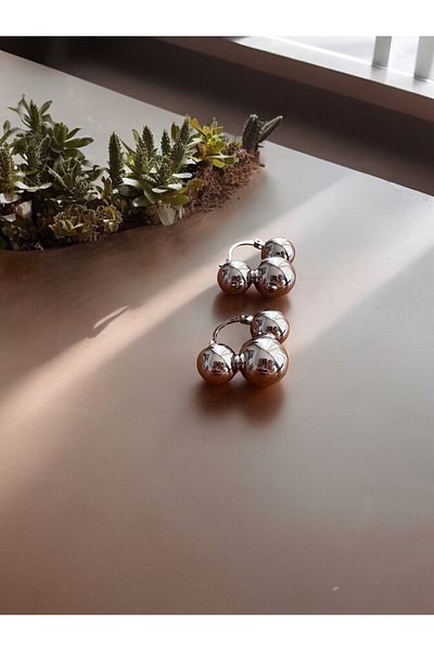 Brillo Steel Mickey Mouse Three Ball Earrings
