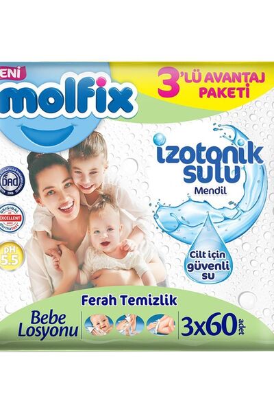 Molfix Izotonik Sulu Islak Mendil Ferah Temizlik 60x3'lü  Islak Mendil