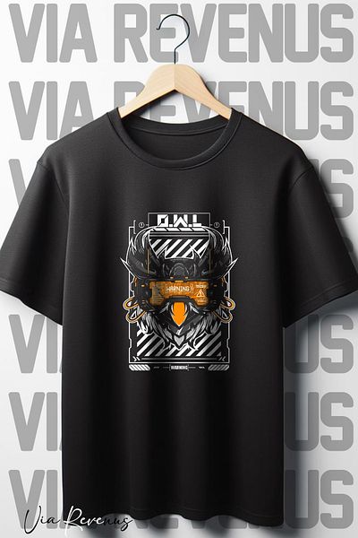Vordevia Μπλουζάκι με στάμπα OWL Μαύρο Oversize Crew Neck