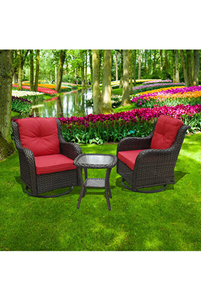 Evinizin Atölyesi Rattan Sallanan Koltuk Seti, İkili Koltuk Seti