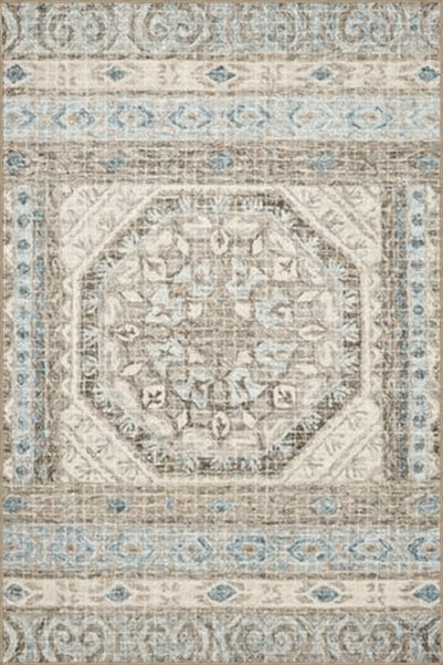 Rugs Modern Halı Light Blue and Coffee Themed Traditional Motif Ethnic Patter...