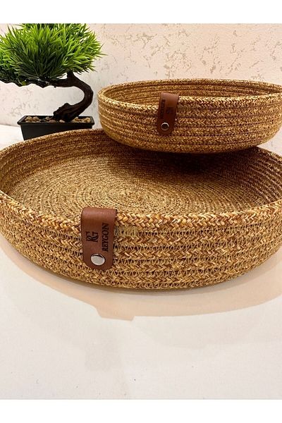 REYGON TEKSTİL wicker OVAL JUTE, HAND-WOVEN BASKET BATHROOM AND KITCHEN ORGANIZER S11