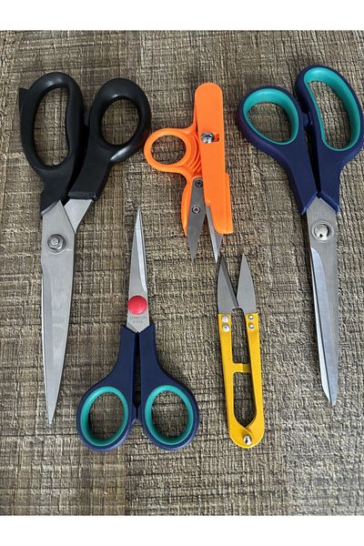 DİBA AVM 5-Piece Scissors Set - Tailor, Thread Cleaning and Stationery Scissors