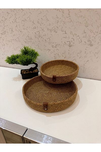 REYGON TEKSTİL wicker OVAL JUTE, HAND-WOVEN BASKET BATHROOM AND KITCHEN ORGANIZER S11