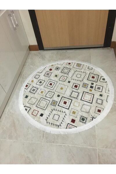 AKSU sacaklı  yuvarlak dekoratif yıkanabilir 100x100